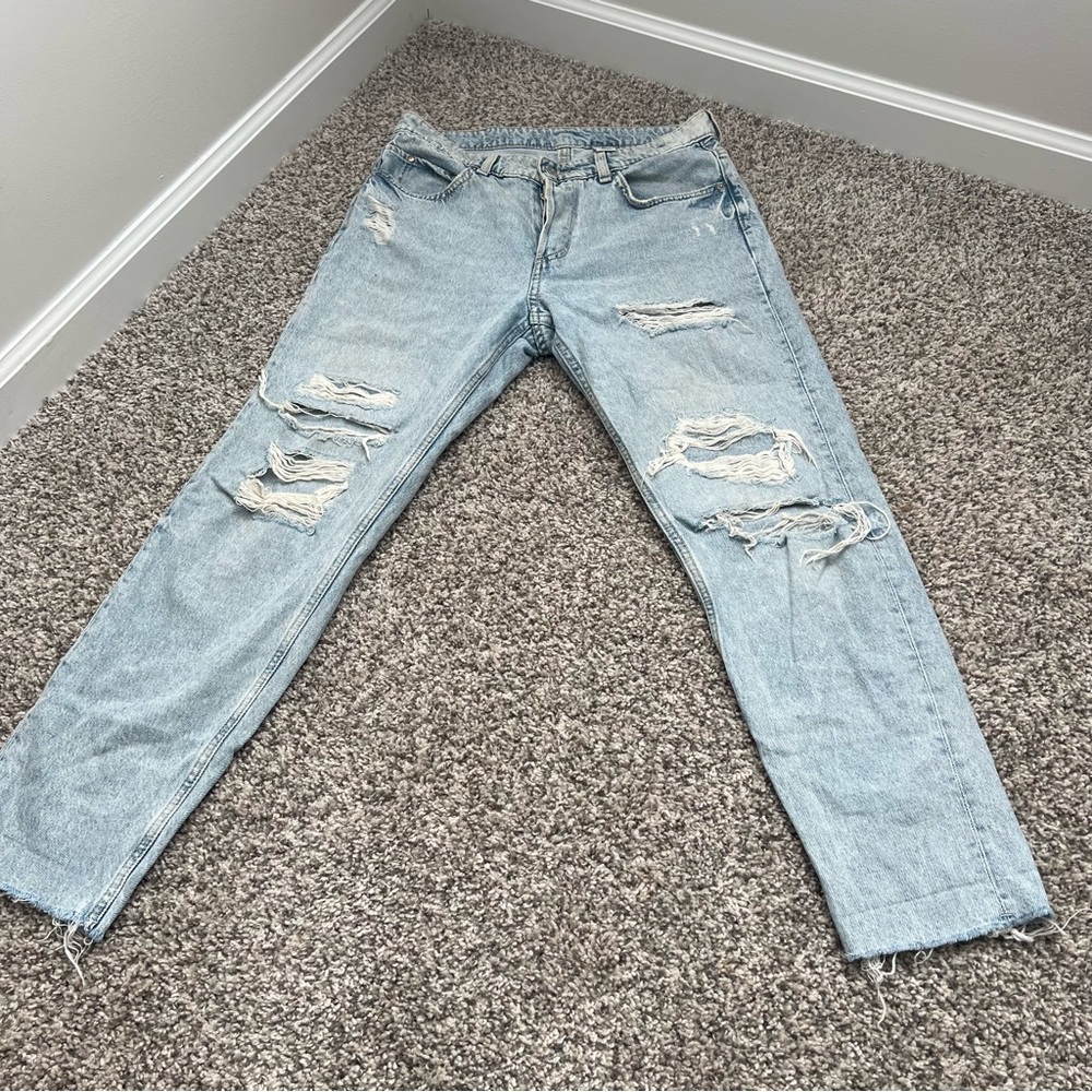 H&M Light Blue Distressed Jeans